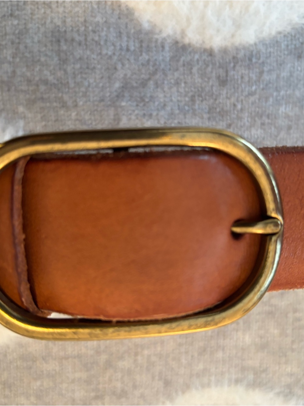Anthropologie Brown Leather Belt with Antique Gold Oval Buckle